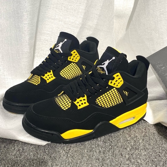 Other - Brand New Retro 4 - Yellow Thunder - Men’s Black and Yellow Sneakers